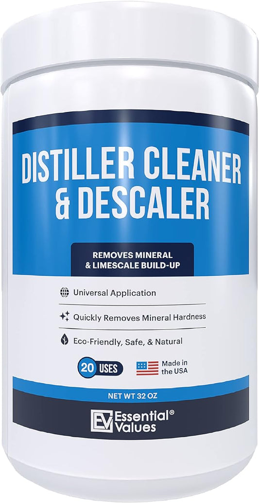 Essential Values Distiller Cleaner Descaler - 2 LBS Water Distiller Cleaner - Citric Acid for Cleaning Powder for Distilling Machines, Kettles - Remove Limescale & Mineral Buildup
