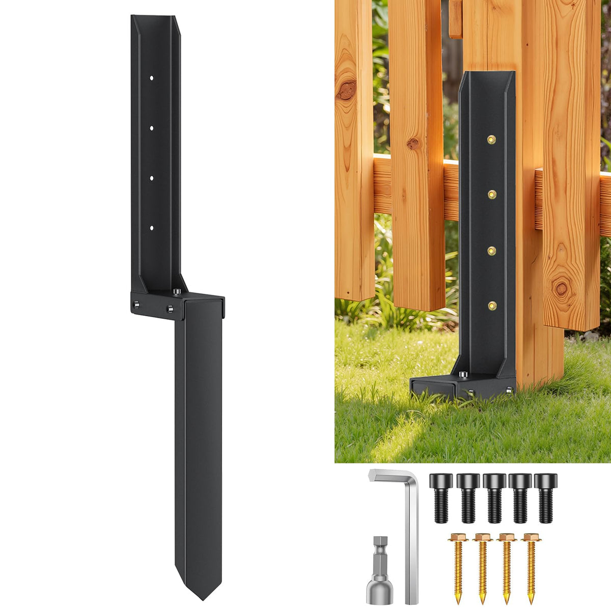 Fence Post Repair Kit, H-Shaped Anchor Spike for Tilted Wood Post - Image 1