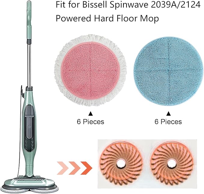 BeiLan Spin Cordless Electric Mop Pads - 12 Pack Steam Electric Mop Refills Fit for Vmai/Eous/Idoo/Alfabot/Devoac - 7.28inch Spin Replacement Mop Pads for Floor Cleaning