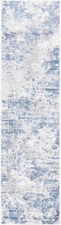 SAFAVIEH Amelia Collection Runner Rug - 2'2" x 16', Dark Blue & Grey, Non-Shedding & Easy to Clean, Ideal for Bedroom, Hallway, Foyer, Kitchen, Entryway (ALA705M)