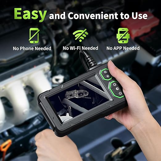 Endoscope Camera with Light, 4.3" Inspection Camera, 1920P HD Borescope with 8 LED Lights, IP67 Waterproof Snake Sewer Tools, 32.4ft Semi-Rigid Drain Endoscope Cool Gadget (Green）