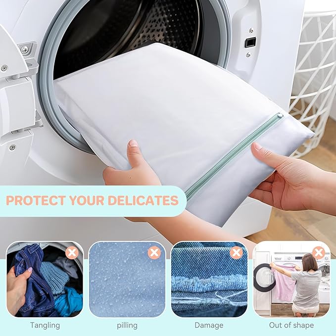 Small Laundry Net for Washing Machine, Laundry Net 30 x 40 & 40 x 50 cm, Suitable for Sweaters, Coats, Socks, Shirts, Stuffed Animals, Jeans, etc. - 2 Pieces