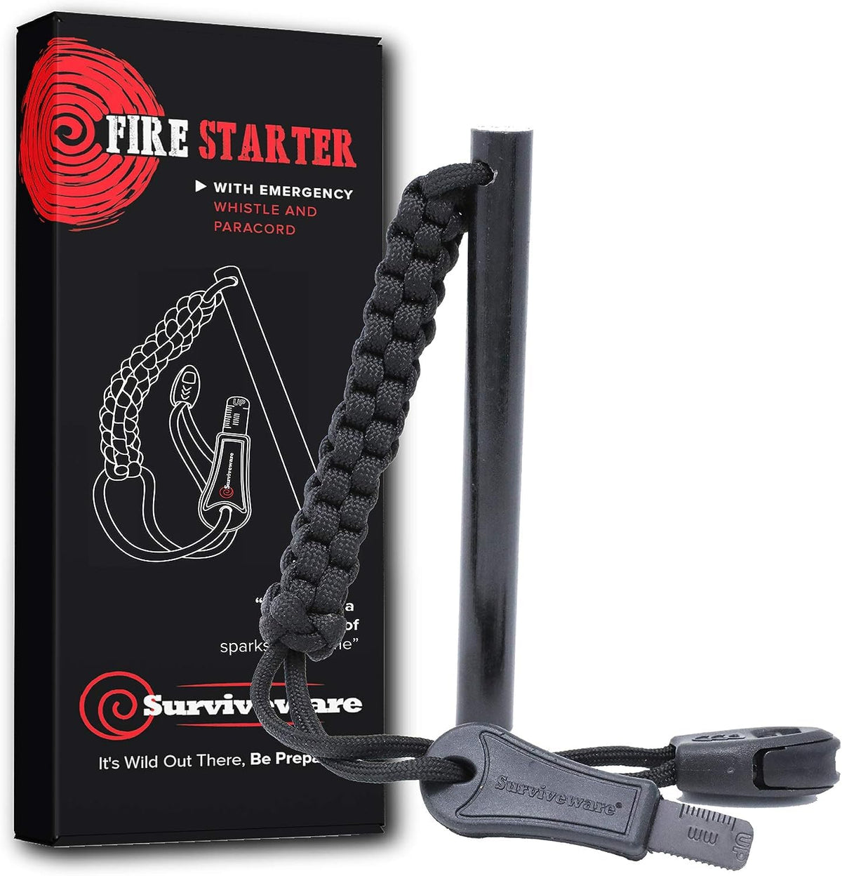 Surviveware Survival Fire Starter with Emergency Whistle - Image 1