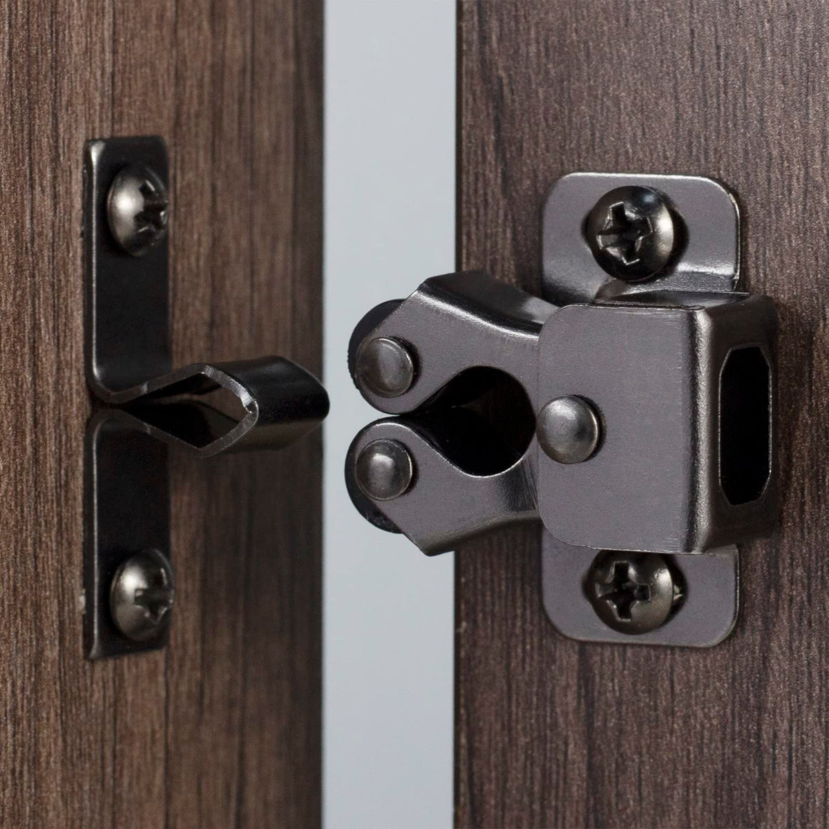 Keenkee Cabinet Latch Double Roller Catch, Black Nickel, 4 PCS - Image 1