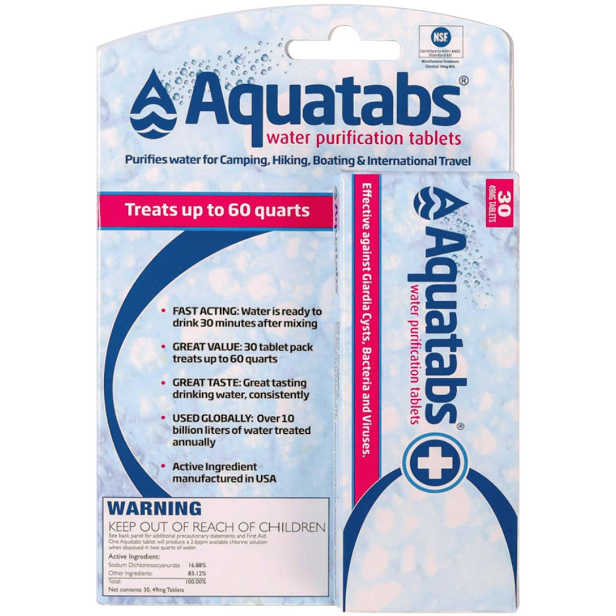 Aquatabs 49mg Water Purification Tablets (30 Pack). Water - Image 1