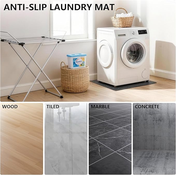 Under Washing Machine Mat, Doubled-Sided Non Slip Washer Pan, Anti-Vibration Dryer Mat, 27" x 27"