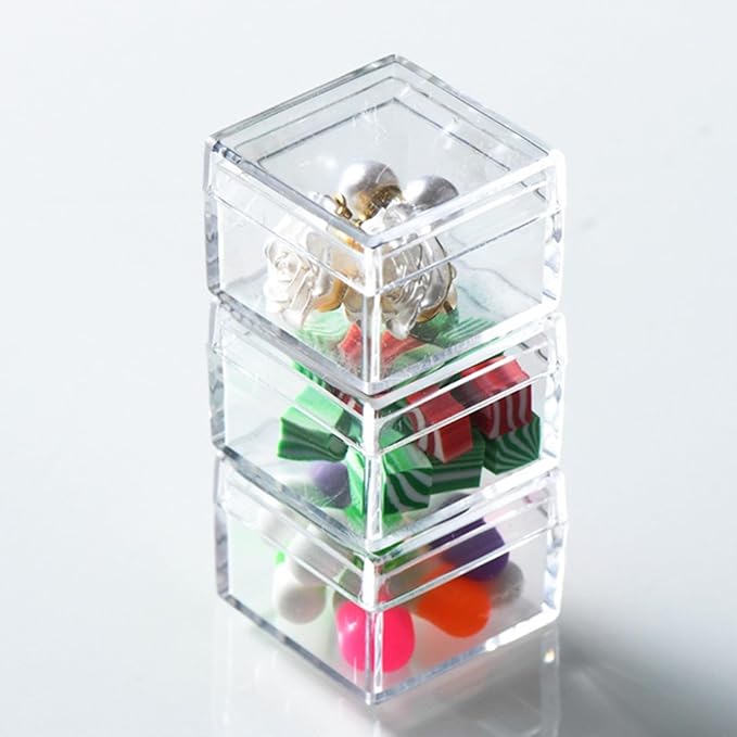 KissYou Small Clear Box Acrylic Candy Boxes with Lids Plastic Square Cube Jewelry Storage Contanier Christmas Decorative Boxes