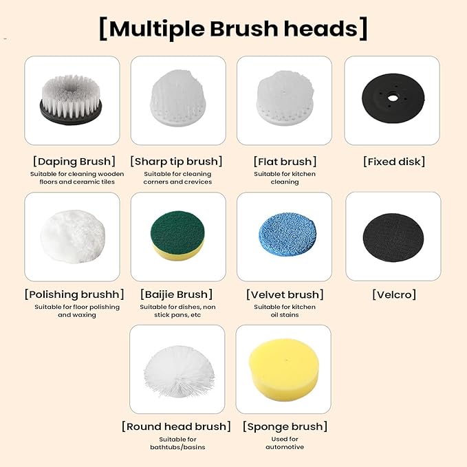 Electric Scrub Brush - Adjustable Handle Cleaner Gadgets | Cordless Rechargeable Bathroom Brush Car Kitchen Home Shower Floor Tile Tub Grout Wall Toilet