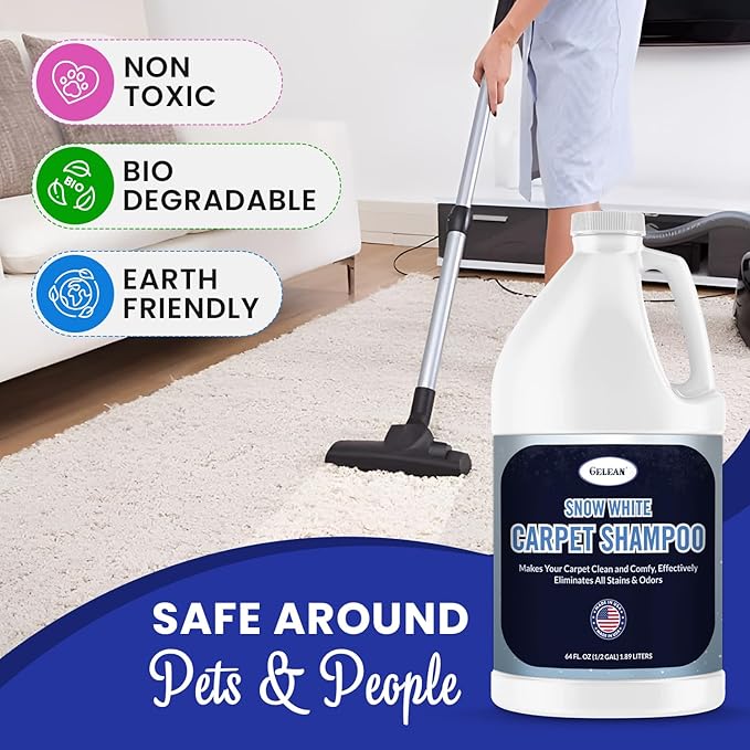 Carpet Cleaner Shampoo - MADE IN USA - Concentrate Carpet Cleaner & Deodorizer - Pet Stain And Odor Remover - Rug Extracting Shampoo, Upholstery, and Machine Use - Fresh Scent (64 Fl oz)