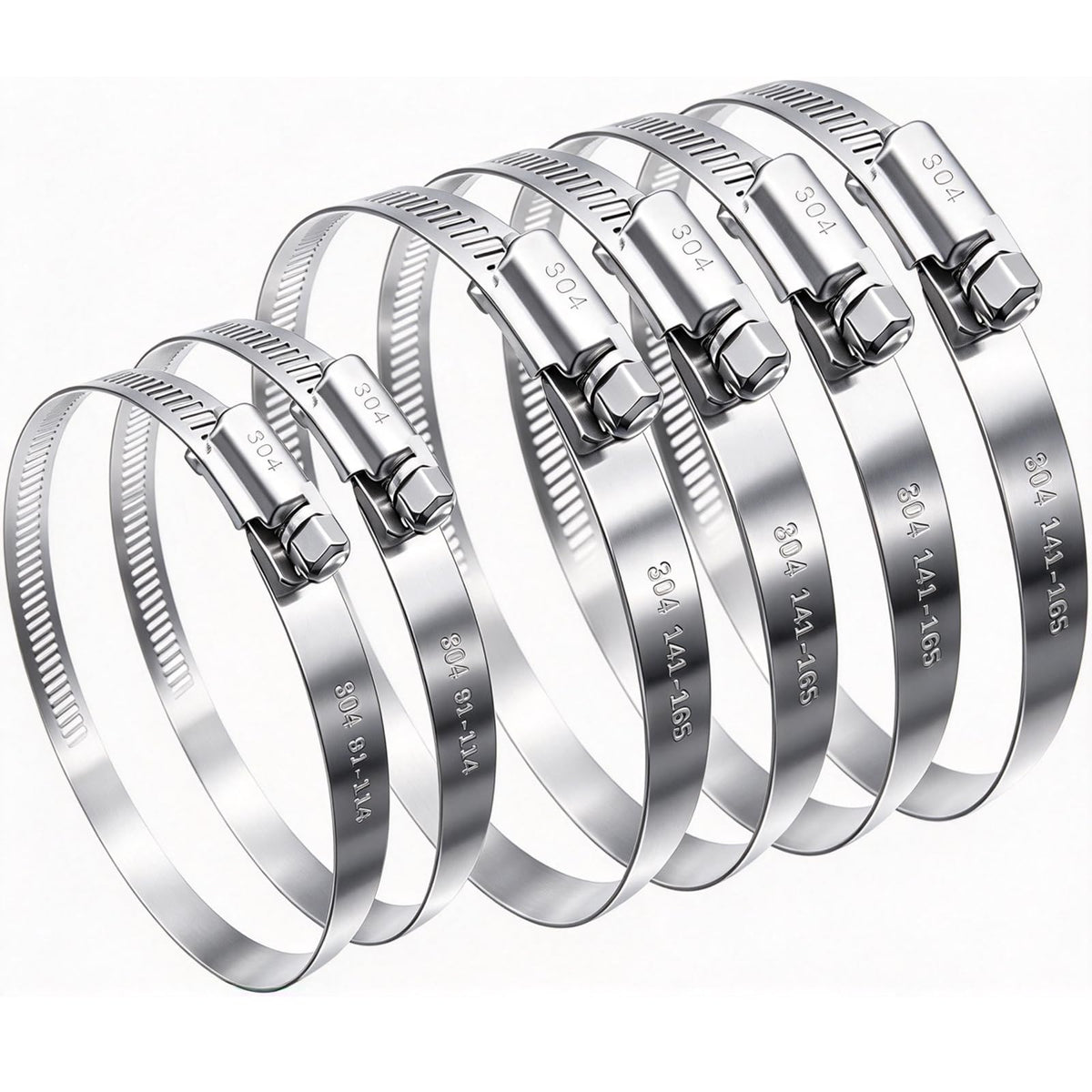 6PCS Adjustable Stainless Steel Duct Clamps - 6 Inch & 4 Inch - Image 1