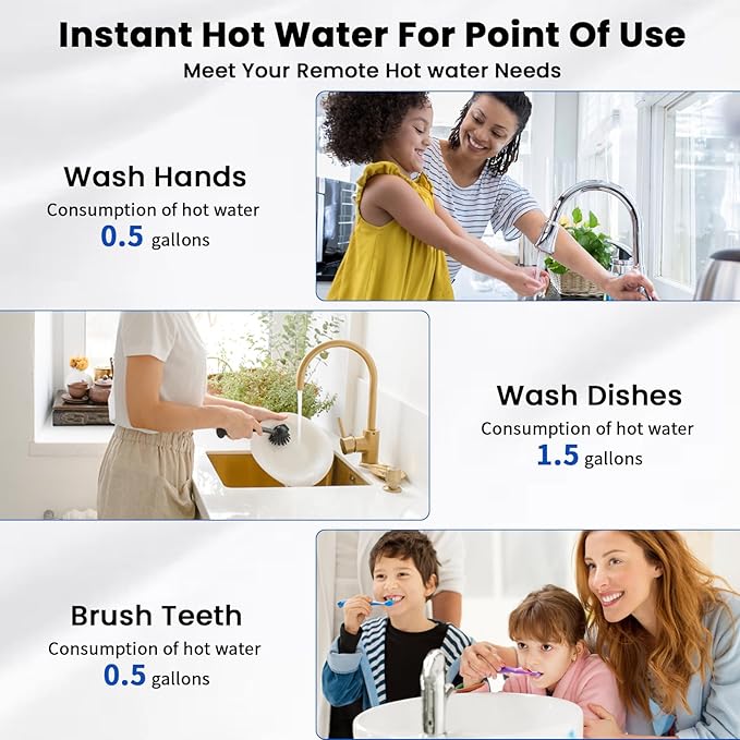 4 Gallon Mini Tank Electric Water Heater, 1500W 110V, Under Sink Water Heater with Digital Display & Pressure Relief Valve, Hot water heater for Kitchen Bathroom RV Camper, 1/2 NPT Inlet/Outlet Port