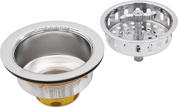 Westbrass Wing Nut Style Large Kitchen Sink Basket Strainer, 2 Pack, Polished Chrome, D2135-26