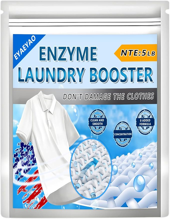 Bio Enzyme Laundry Booster Powder - Ultra-Concentrated Stain & Odor Remover for Whites & Colors | Oxygen Bleach Alternative | Non-Toxic, Biodegradable Formula | Works in All Washing Machines (5 lb)