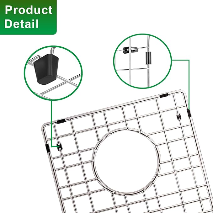 Sink Protectors for Kitchen Sink 15" x 13", Stainless Steel Sink Grid protectors for Kitchen Sink with Certer Drain Hole, Metal Protector for Sink with Sink Strainers