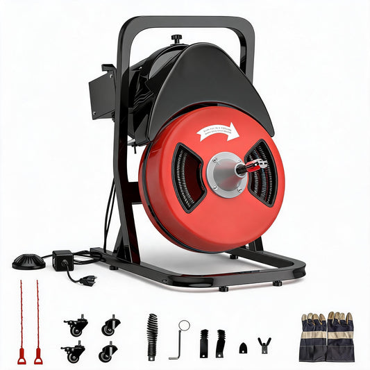 Patikuin 50FT 1/2 Inch Electric Drain Snake Auger, 450W Auto‑Feed - Image 1