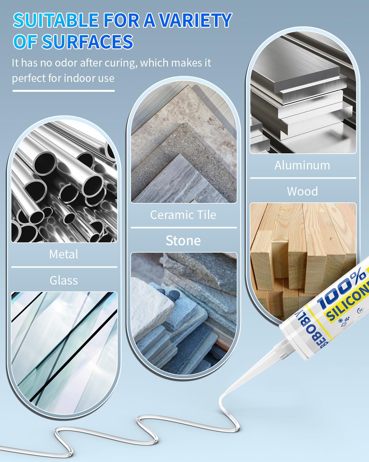 Clear Silicone Sealant – 100% Waterproof Caulk for Kitchen, Bathroom & RV (10.2 oz, 4-Pack)