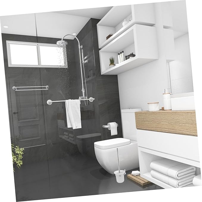 Elegant Stainless Steel Toilet Brush Holder Wall-Mounted Long Handle Bathroom Accessory