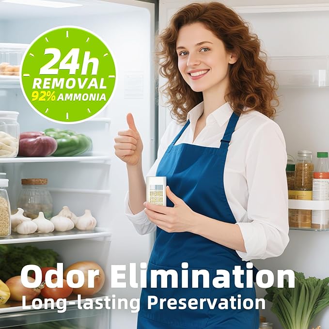 Strongest Refrigerator Deodorizer Odor Eliminator, 12 Months Long-Lasting Freshness for Refrigerator Shoe Cabinet Bathrooms Cars, More Effective Than Baking Soda, 1 pack