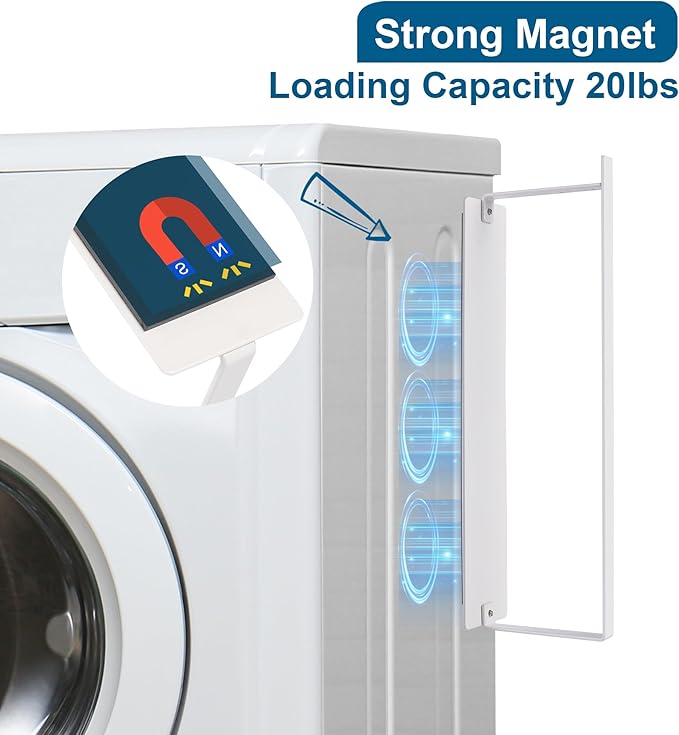 EASTTOWEST Magnetic Hanger Organizer Stacker,Clothes Hanger Storage Rack,Hanger Holder for Closet Laundry Room Washing Machine,White