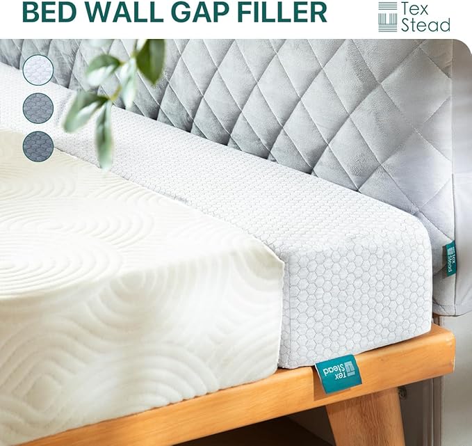 Bed Gap Filler for Headboard & Wall, Mattress Extender Pillow with Removable Cover & Memory Foam, Fills Gaps Between Mattress and Headboard, Stops Items Falling (Gray)