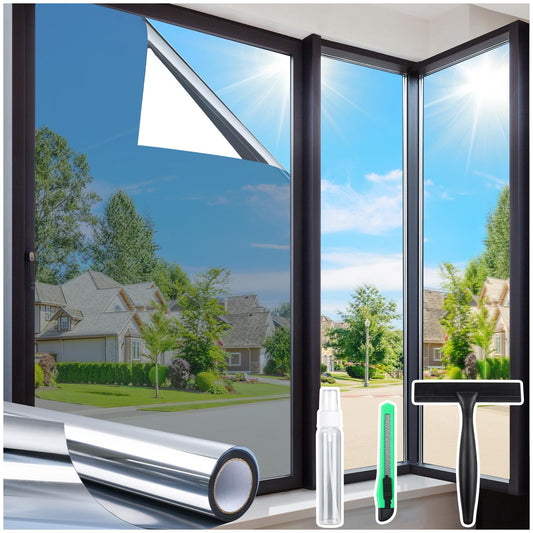 Window Tint for Home with Tools, One Way Window Film, Silver - Image 1