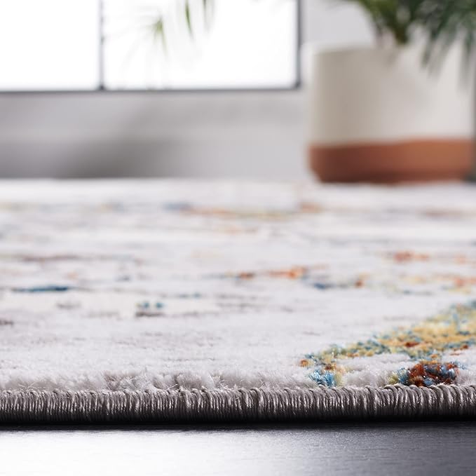 SAFAVIEH Amelia Collection Runner Rug - 2' x 6', Grey & Blue Gold, Modern Abstract Design, Non-Shedding & Easy Care, Ideal for High Traffic Areas in Living Room, Bedroom (ALA293M)