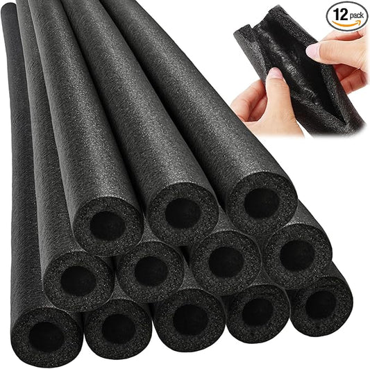 Amylove 12 Pcs 3.3 Feet Foam Pipe Insulation Foam Tube Insulating Water Pipe Pool Swim Noodles Pre Slit Heat Preservation Pipes Covers for Tubing Outdoor Winter Freeze Protection(Black,3/4 Inch)