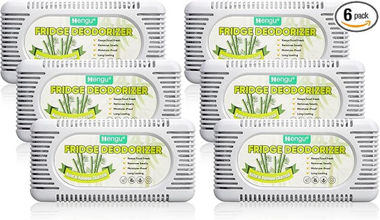 Fridge Deodorizer - 6 Pack Unscented Activated Charcoal Refrigerator Deodorizer - More Effective Than Baking Soda - Odor Eliminator and Moisture Absorber for Freezers, Coolers, and Lunch Boxes