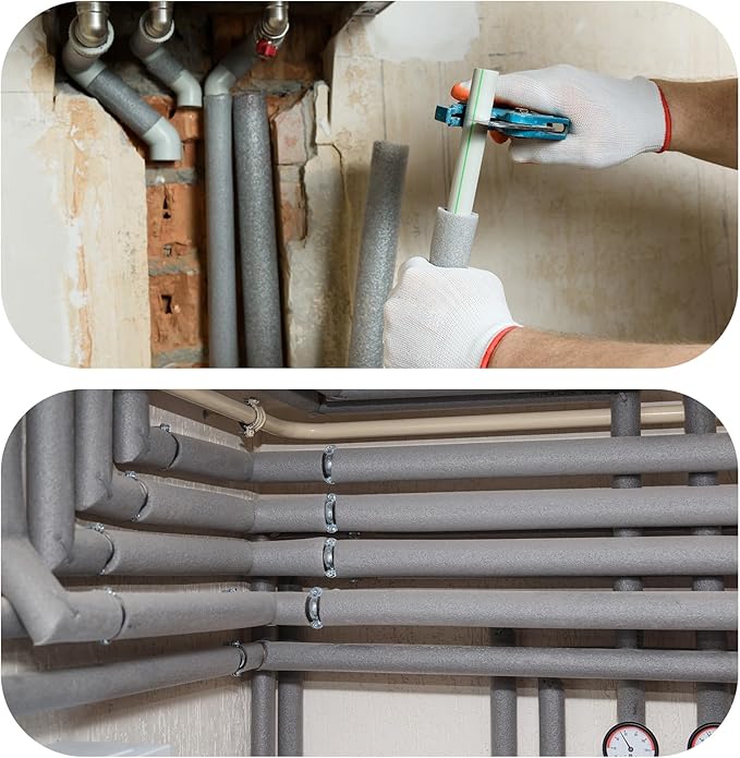 PATIKIL 66.9" L x 1/2" ID x 0.4" T Pipe Insulation Foam Tube, Water Pipe Insulation Tubing Heat Preservation for Plumbing Water AC Pipe Sprinkler Spigot, Black