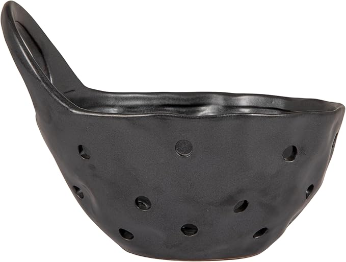 Creative Co-Op Set of 2 Black Reactive Glaze Stoneware Colanders