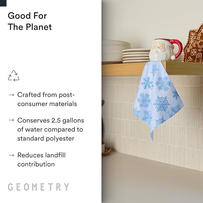 GEOMETRY Holiday Kitchen Dish Cloths - Quick Dry Dishcloths for Kitchen - Premium Dish Rags with Geoweave - 3-Pack Set (Merry Xmas, 10"x10")