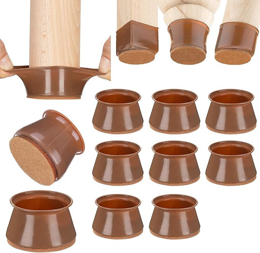 Aneaseit Chair Leg Floor Protectors - 8 pcs Brown - Felt Bottom Silicone Pads for Hardwood Floors & Furniture Feet - Rubber Caps for Chairs - X-Large