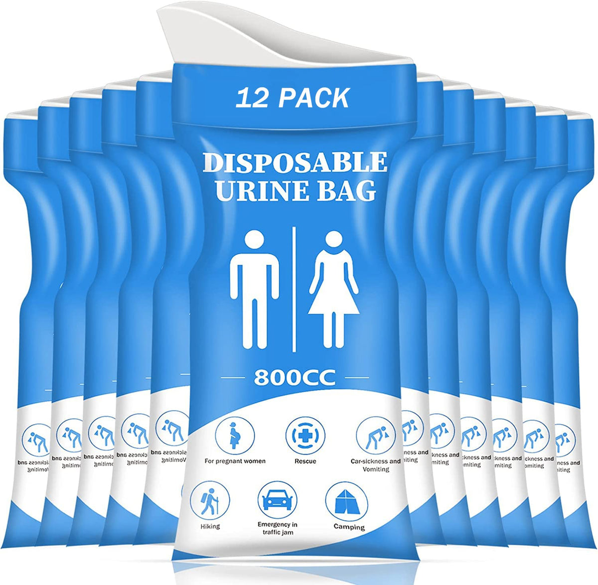 Disposable Urine Bags for Women/Men,12/24Pack for Travel - Image 1