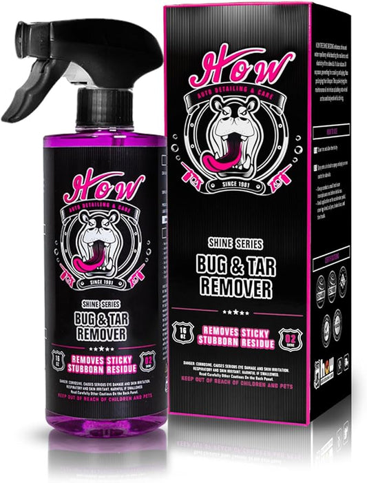 H.O.W SHINE SERIES Bug & Tar Remover｜Powerful Exterior Cleaner Spray｜Safe on Paint｜Car Wash Soap for Grime, Tree Sap, Adhesive Stains, Stickers, and More (16 oz)