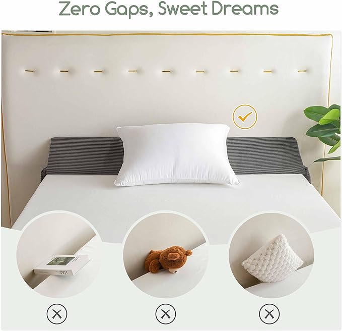HIGOGOGO King Size Wedge Pillow for Headboard Gap - Multi Functional Mattress Wedge Bed Gap Filler Close The Gap (0-7") Between Your Mattress and Headboard or Wall (Grey 76"x11"x9")