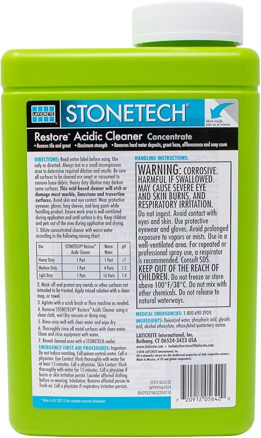 STONETECH Restore Acidic Cleaner, 1 Quart/32OZ (946ML) Bottle