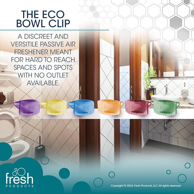 Fresh Products Eco Bowl Clip Air Freshener Versatile Design Toilet Freshener Trash Freshener Chemical Free Natural Oils Discreet Lasts 30 Days Made in the USA Summer Sunshine 12 pk