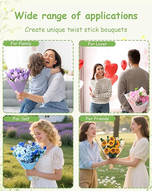 Pipe Cleaners, 400 Pieces Chenille Stems for Flower Bouquet Making, Fuzzy Sticks for DIY Projects, STEM Activities, Length 11.8 inches(30cm), Beginner-Friendly Gifts for Craft Lovers (Blue)