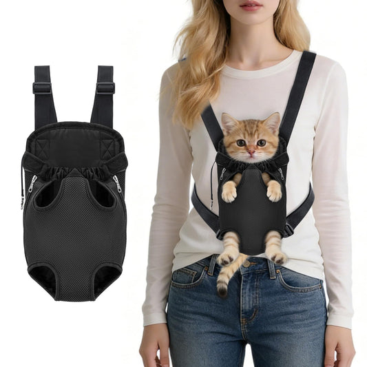 Black Portable Pet Carrier Backpack, Adjustable Dog Carrier - Image 1