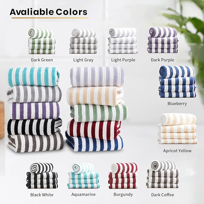 18-Piece Microfiber Bath Towels Set - 6 Bath Sheet, 6 Hand Towels, 6 Washcloths, Soft, Highly Absorbent Bathroom Towel, Quick Dry & Less Lint Shower towel for Bathroom, Hotel, Spa, Dorm-Aquamarine