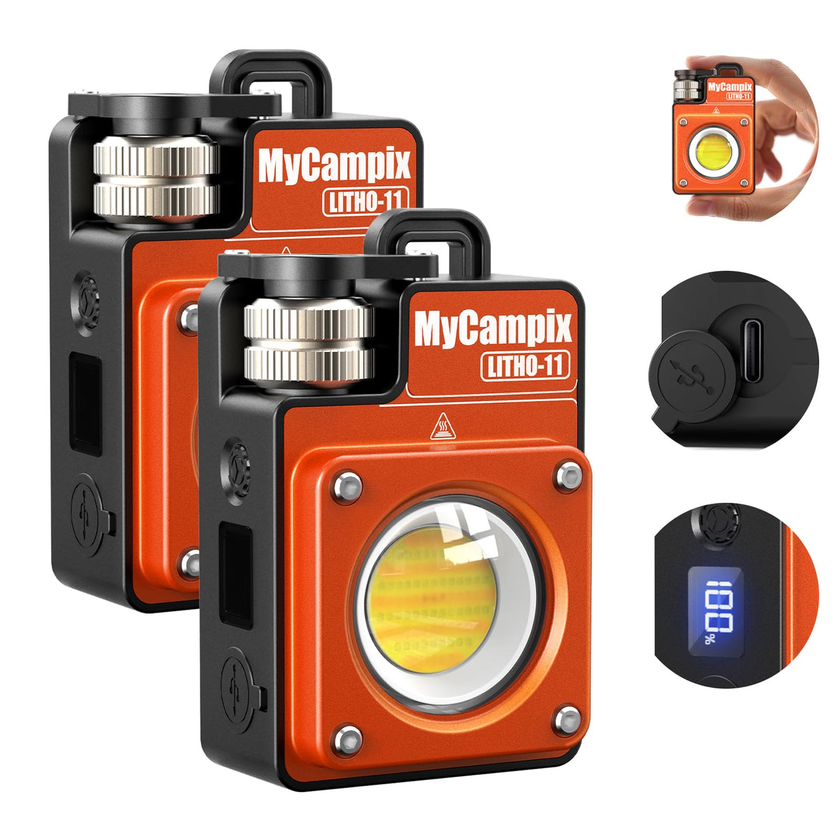 3500LM Portable Rechargeable LED Camping Lanterns, 2-Pack, Orange - Image 1