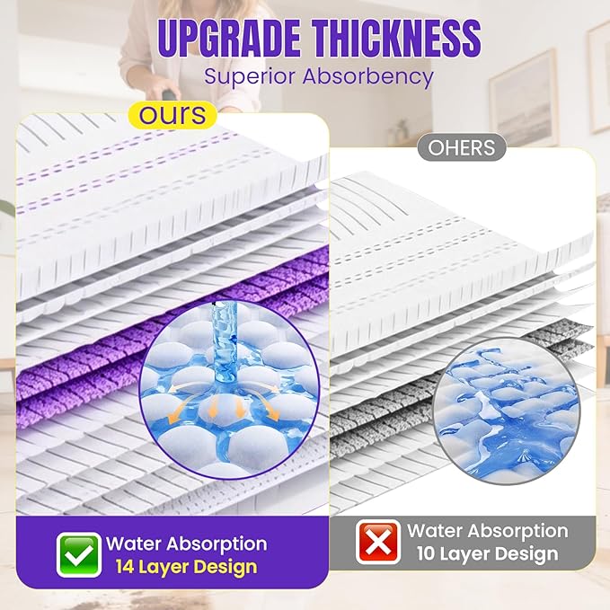 60 Count Power Mop Pads for Swiffer PowerMop 500+ Strips Multi-Surface Refill Pad Disposable Spray Mopping Pads Head Refills for Floor Cleaning (Quick-Absorb, No Residue & Disposable)