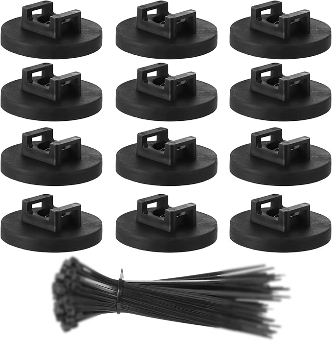 Magnetic Cable Zip Tie Mounts, 12 Pcs Magnet Bases with 100 Pcs Cable Ties, Multipurpose Wire Management Organizer for Desk PC Home Office, Adhesive-Free Cable Clips Holder (43mm)