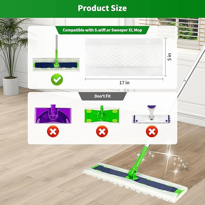 25 Count Heavy Duty Disposable Mop Refills for s.wiff.er Sweeper XL Mop - Designed for Hard Surfaces, Convenient Single-Use Cleaning Pads