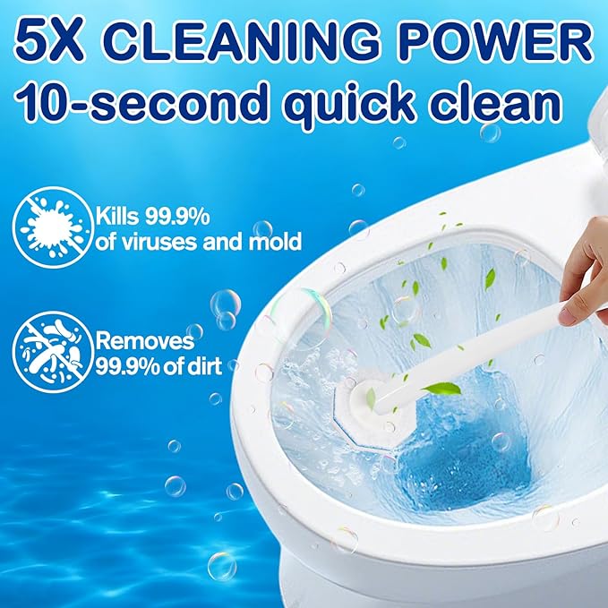 40 Count Toilet Wand Refills for Clorox Toilet Wand - Upgrade Fiber Toilet Brush, 5X Cleaning Power Toilet Scrubber Refill, Disposable Toilet Brush Heads for Bathroom Cleaning, No Falling Apart