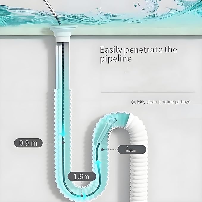 Drain Snake,Pipe Cleaners,Straw Brush,Toilet Bowl Cleaner,Long Bottle Brush,Straw Cleaner,tub Removal Tool,Fish Tank Pipeline Cleaning Brush(Two Tools 61inches)