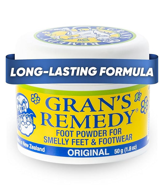 Gran's Remedy Shoe Deodorizer and Foot Powder for Smelly Feet - Effective Shoe Odor Eliminator in Travel Size - Absorbs Sweat and Moisture for Shoes and Feet - Unscented