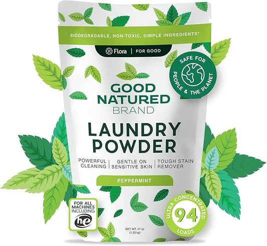 Good Natured Brand | Pet Stain & Odor Remover for Laundry | Pet Laundry Detergent for Dogs Beds, Cat Pee, Smell, Dog Drool | Hypoallergenic & Non-Toxic | Peppermint | 47oz 94 Loads