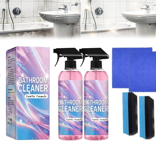 Heavy Duty Bathroom Scrubbing Solution, Bathroom Descaler Foam Cleaner, Powerful Pink Bathroom Cleaner Spray, For Sink Tub Floor Tile (2PCS)