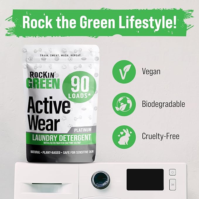 Rockin' Green Activewear 90 Loads Bundle With Hard Rock Unscented 90 Loads | All-Natural and Eco-Friendly | Non-Toxic and Safe for Sensitive Skin | Vegan and Biodegradable